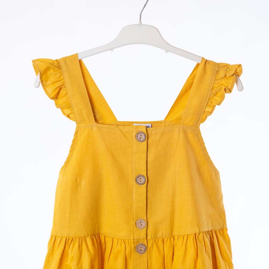 7021-Robe lin jaune