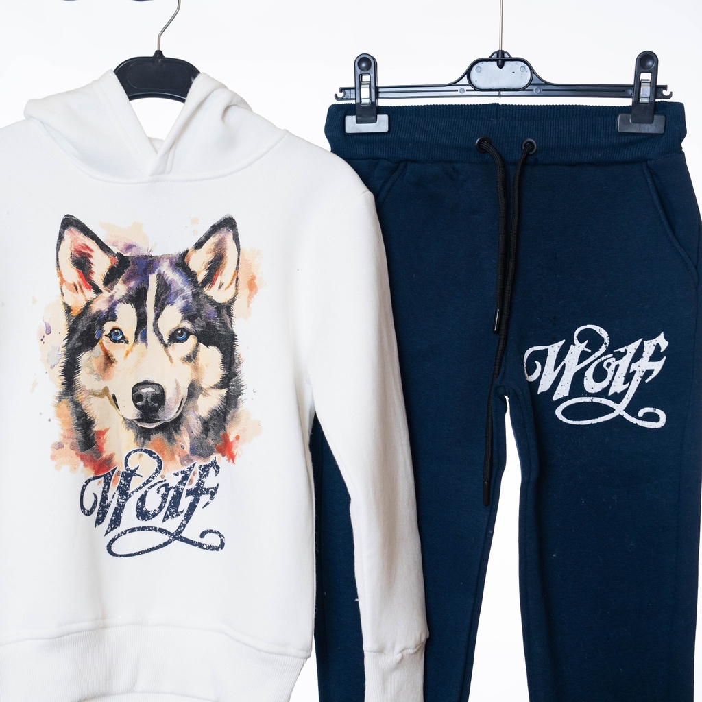 24085 Ensemble jogging bleu blanc WOLF