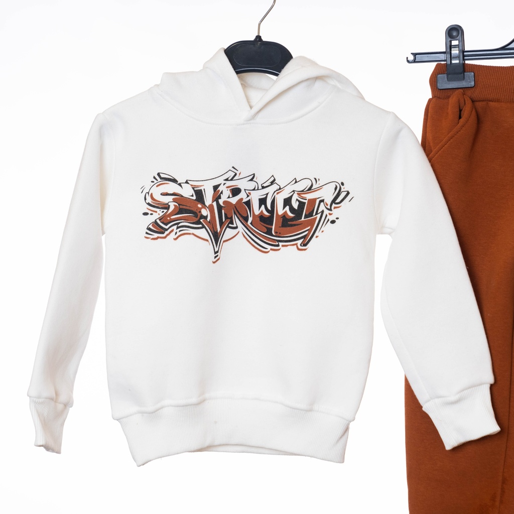24088 Ensemble jogging marron blanc
