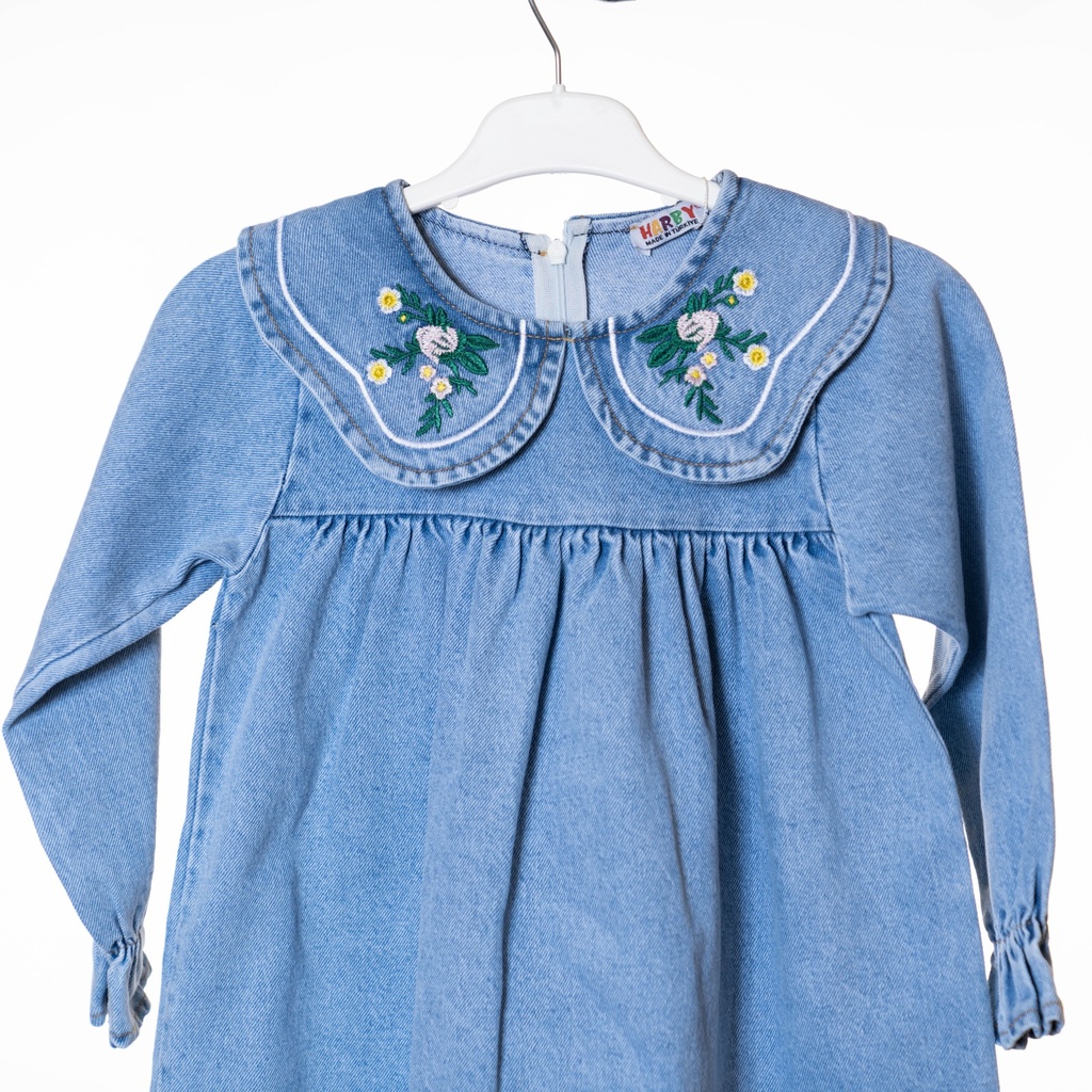 102 Robe jean col fleur HARBY