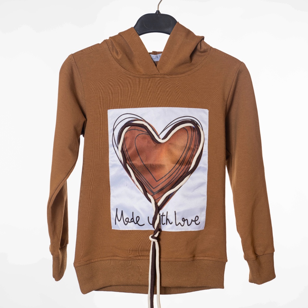 6040 Pull capuche marron coeur