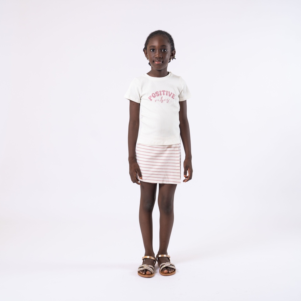 7517 Ensemble jupe rose blanc 
