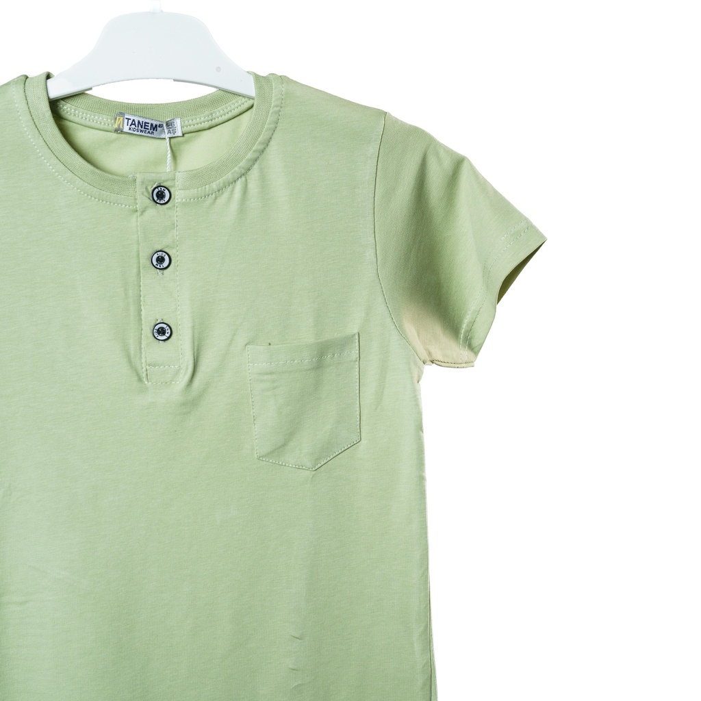 9296 tshirt garçon vert bouton