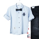 5638 Ensemble 3 pièces bleu noeud pap  