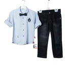 5638 Ensemble 3 pièces bleu noeud pap  