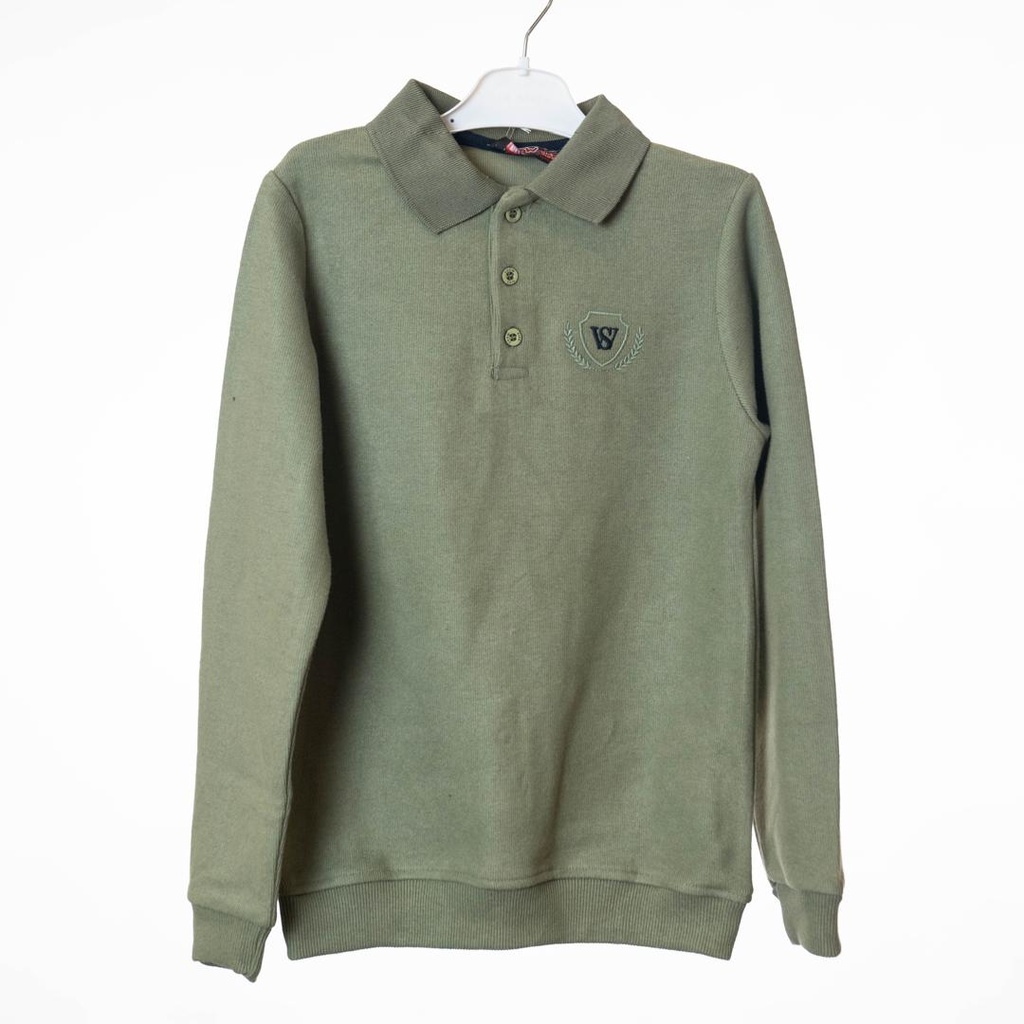 6179 Polo manches longues vert militaire 
