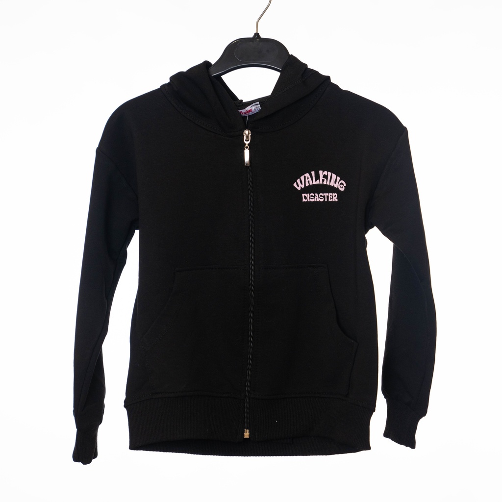 6921 Pull capuche noir fille 