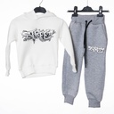 24088 Ensemble jogging gris blanc STREET