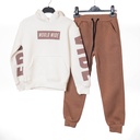 24086 Ensemble jogging marron blanc WORLD WIDE