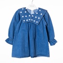 7051 Robe jean col fleurs 