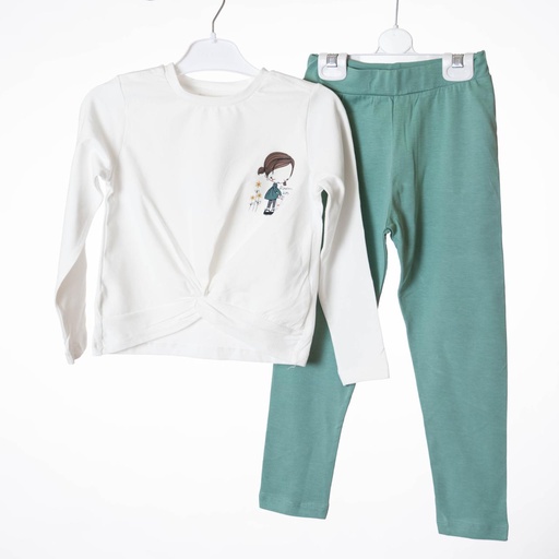 7227 Ensemble bas vert blanc