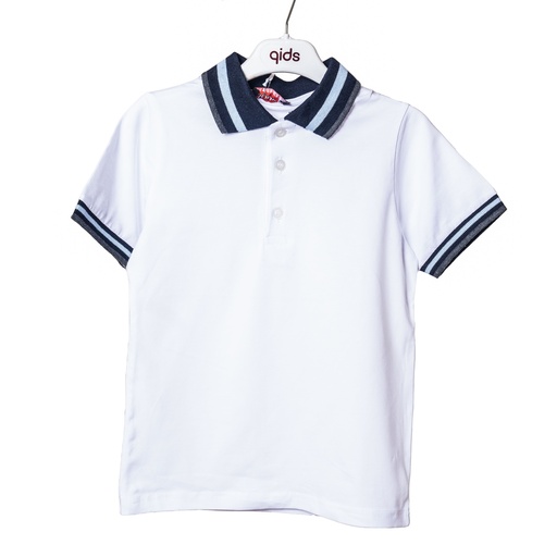 5210 Polo blanc col noir 
