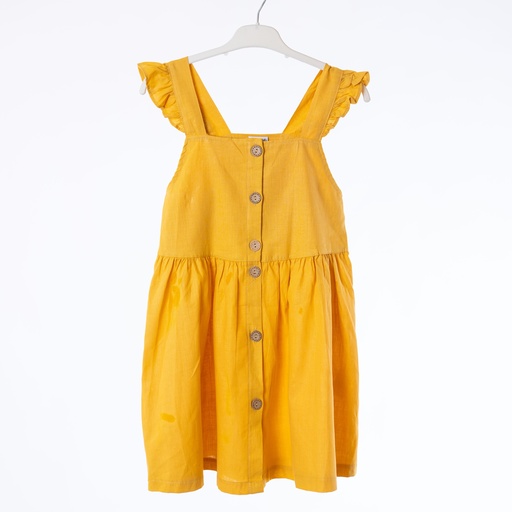 7021-Robe lin jaune