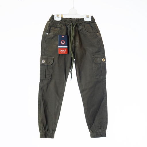 4141 Pantalon cargo kaki vert
