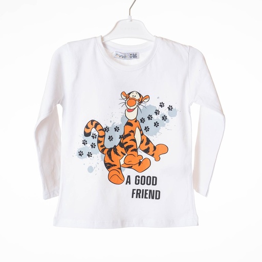 KS22110 Tshirt Manche Tigre blanc