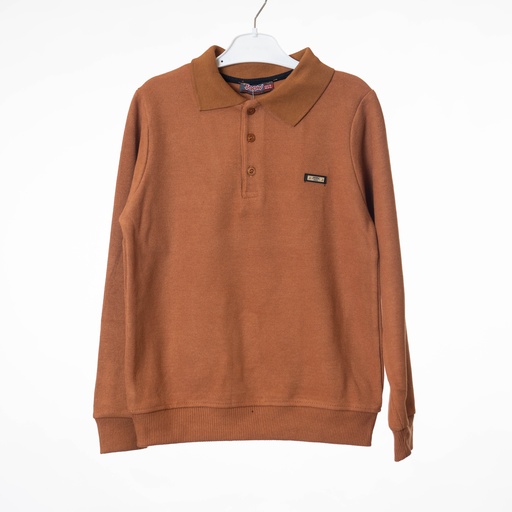 6108 Polo manches longues marron