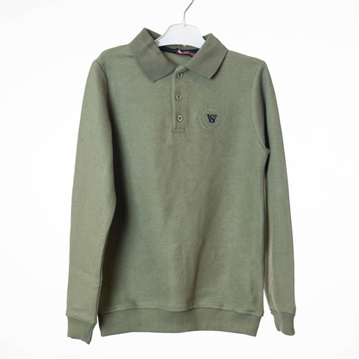 6179 Polo manches longues vert militaire 