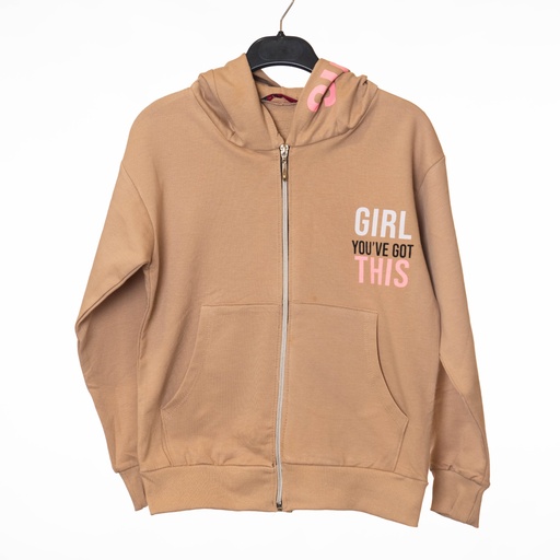 4512 Pull capuche marron fille