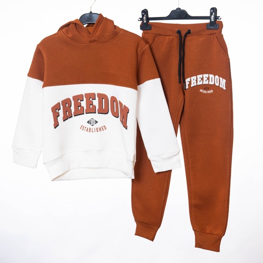 24087 Ensemble jogging marron blanc FREEDOM