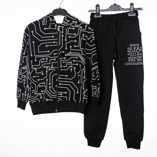 24045 Ensemble jogging noir et blanc BEFORE