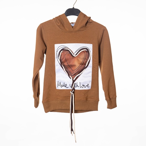 6040 Pull capuche marron coeur