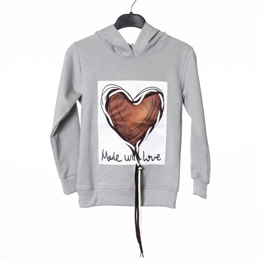 6040 Pull capuche gris coeur 